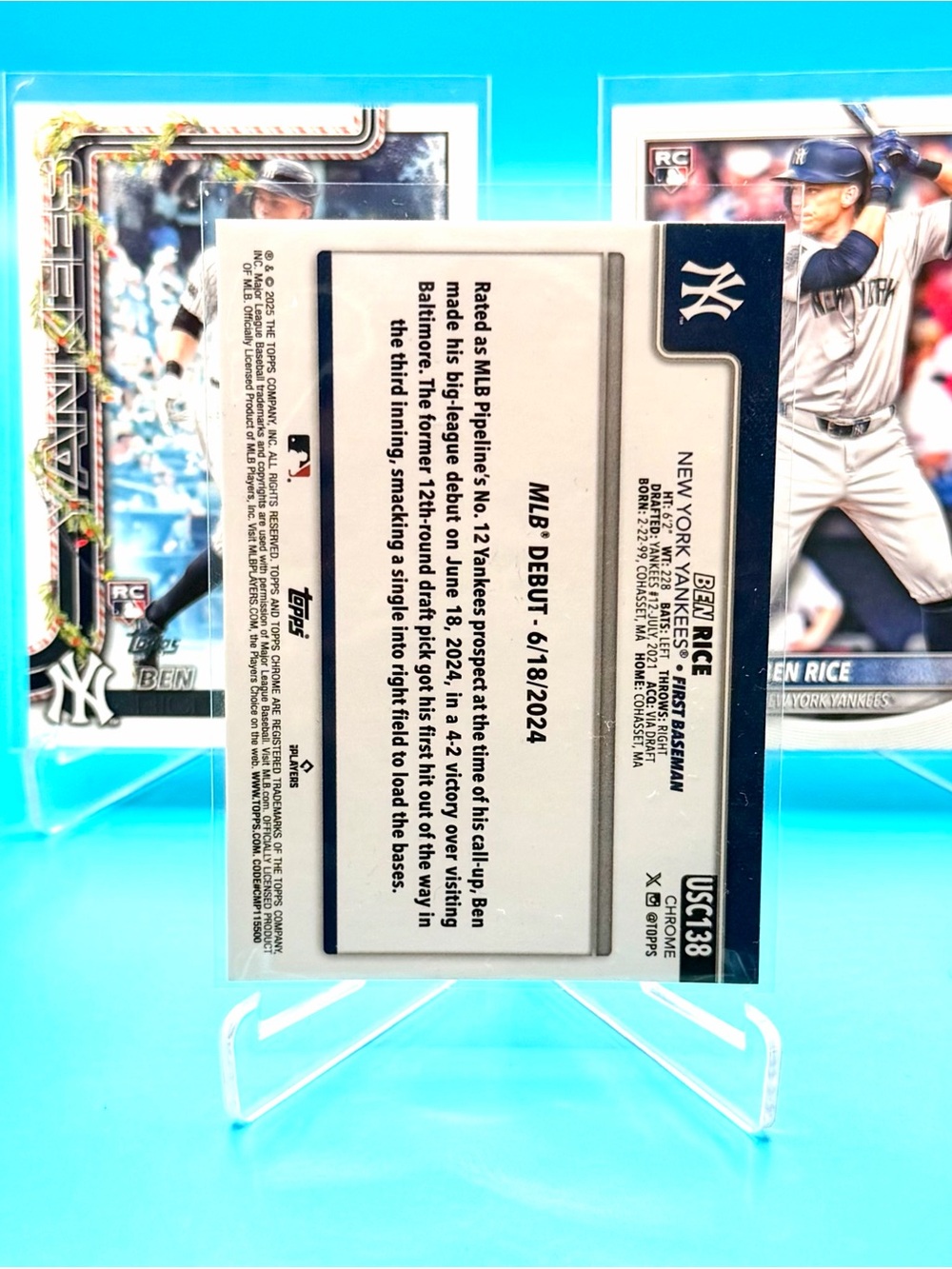 🔥Ben Rice Rookie Lot! 🔥Topps Chrome & Holiday Rookie + Bowman Rookie! 🤩 - Picture 3 of 8